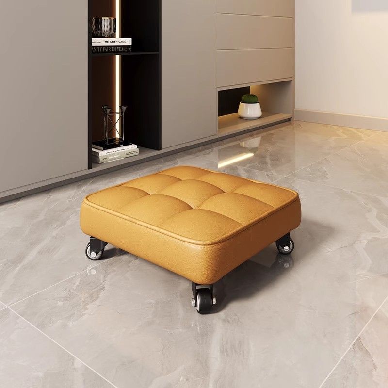 Swivel Caster Household Small Stool with Wheels, Low Stool with Baby Support, Beautiful Seam Bench, Lazy Shoe-Changing Stool with Backrest Chair