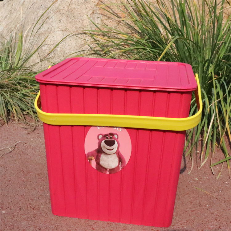 Thickened Plastic Portable Storage Bucket, Children's Toy Storage Stool, Sit-On Storage Stool with Lid, Fishing Bucket