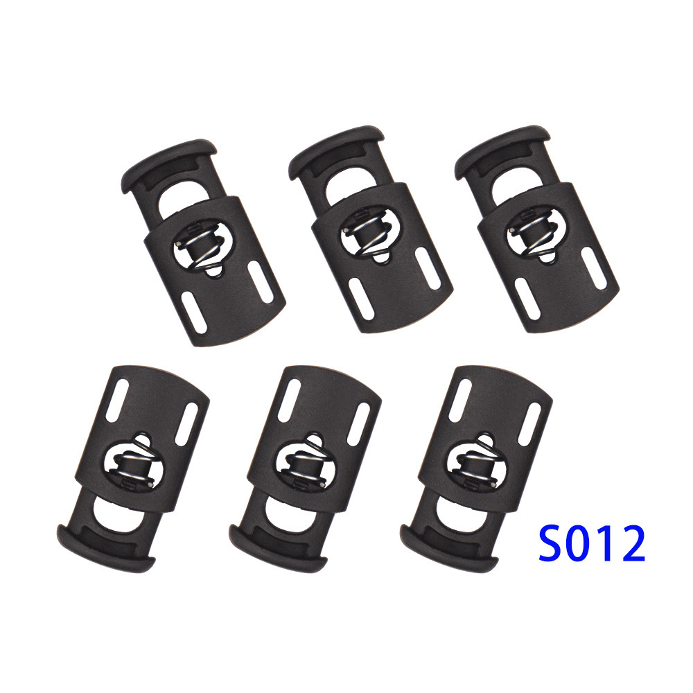 Source Manufacturers Supply Plastic Spring Buckles, Drawstring Rope, Anti-Slip Buckle, Rope Buckle, Cat Eye Buckle, Double Hole Pig Nose Buckle, Complete Styles