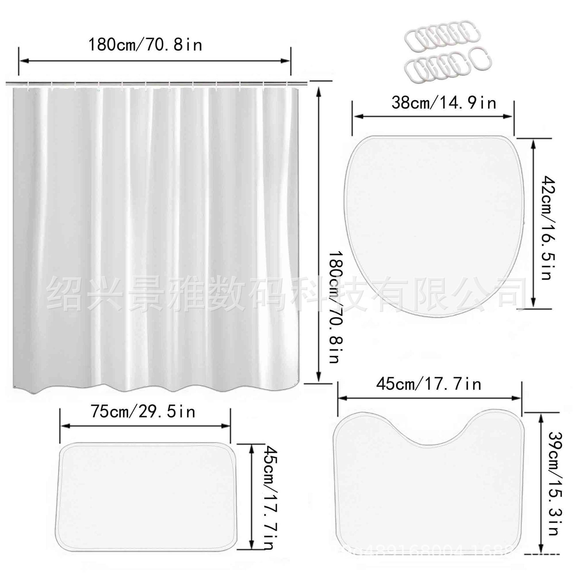 Cross-border Hot Digital Printing Pastoral Flowers Posey Polyester Waterproof Mildew-proof Shower Curtain Four-piece Factory Outlet