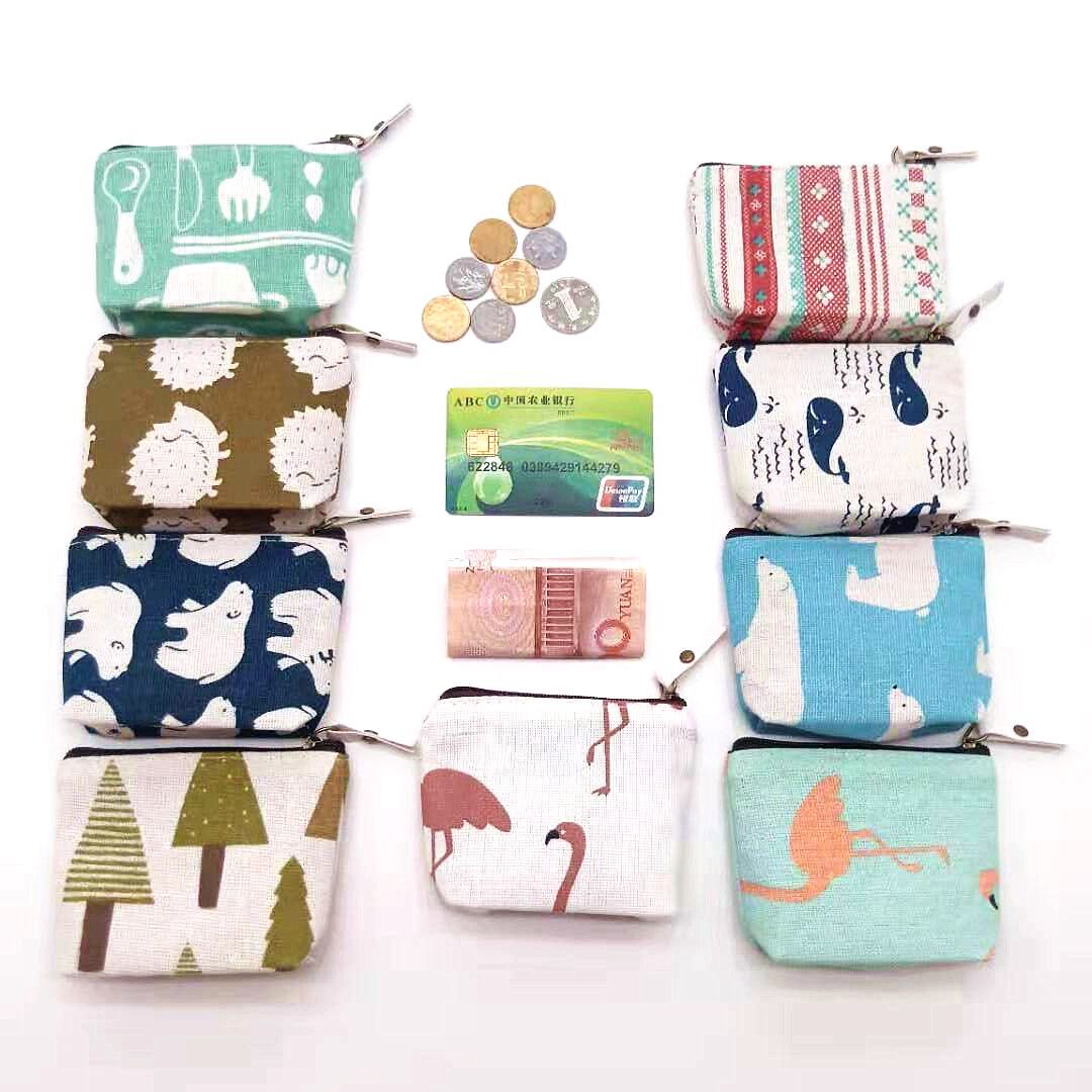 Прямые поставки с фабрики, свежая мультяшная ключница, монетница из хлопка и льна, простая печатная канва, ретро-сумка для хранения