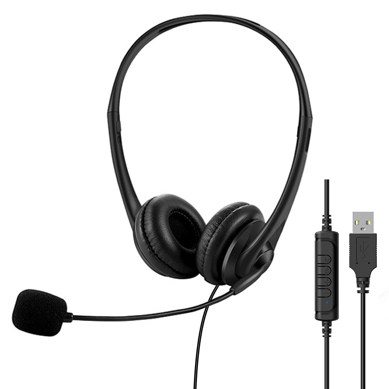 Popular Cross-Border USB Computer Headset Online Class Listening Noise Reduction 3.5 Interface Headset Business Call Headset