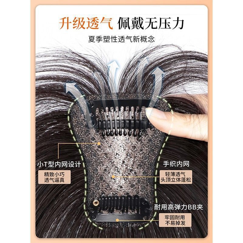 Wig for Women with Full Real Hair, High Crown, Invisible and Traceless Hair Volume, Covering White Hair, French Bangs Wig