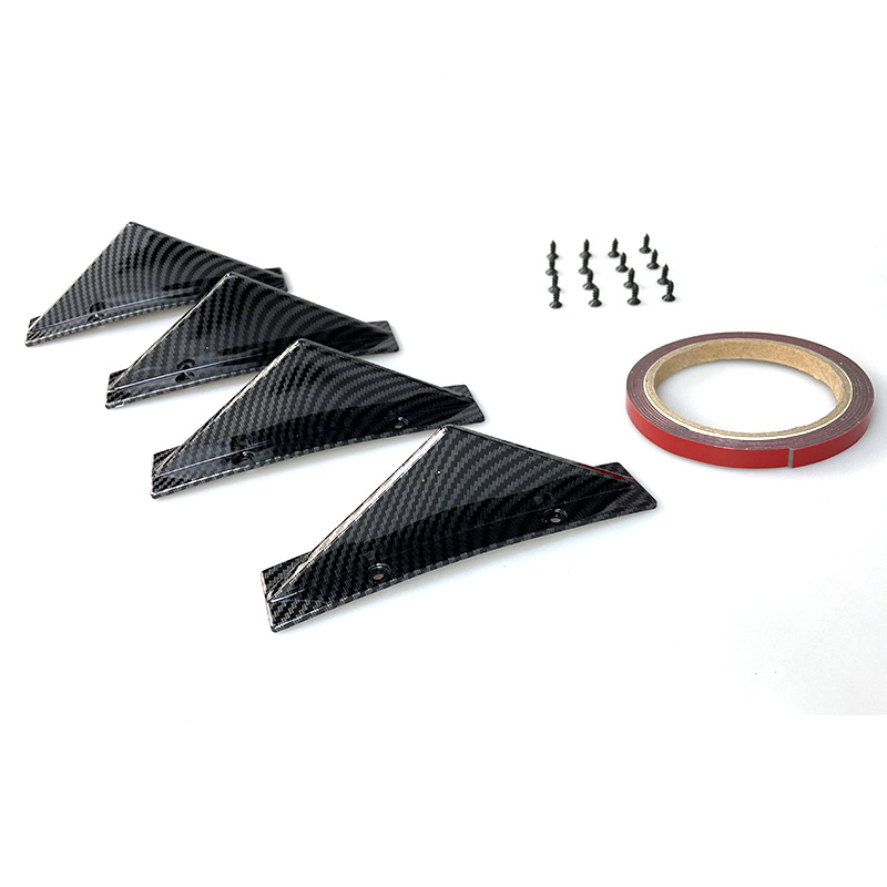 Car modification triangular plane curved rear spoiler bright black carbon fiber bumper chassis decorative deflector