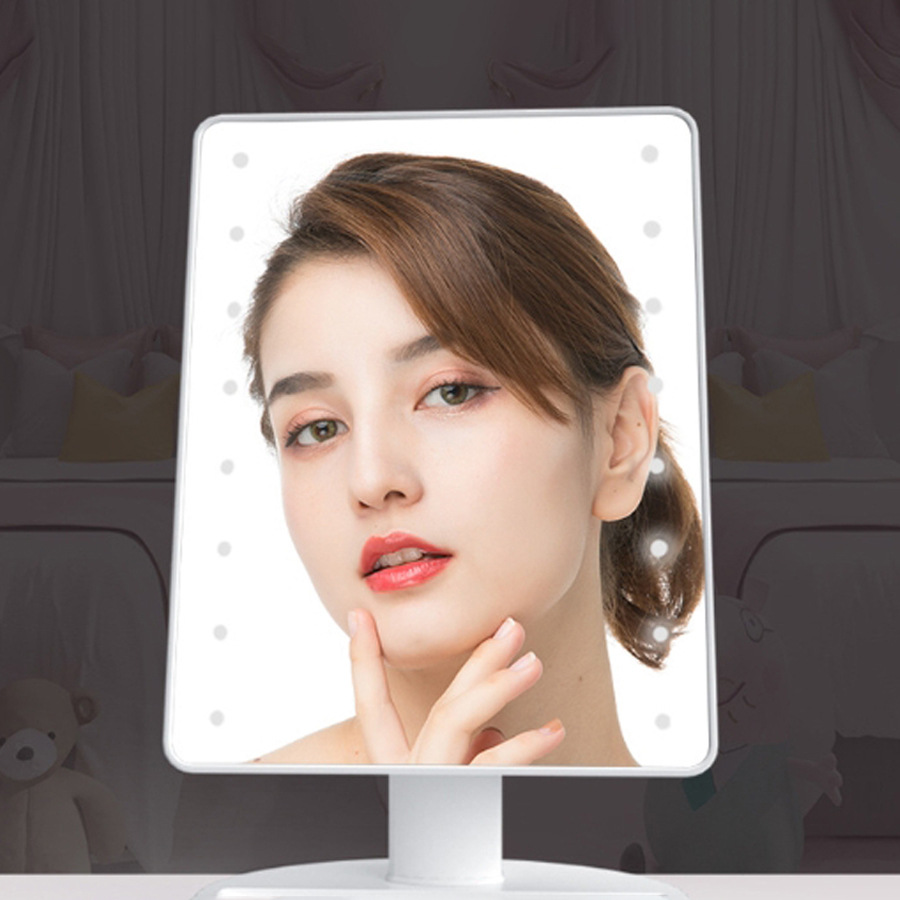 Led lamp mirror makeup mirror 360 degree rotating dressing mirror desktop 16 lamp makeup mirror 22 lamp desktop touch