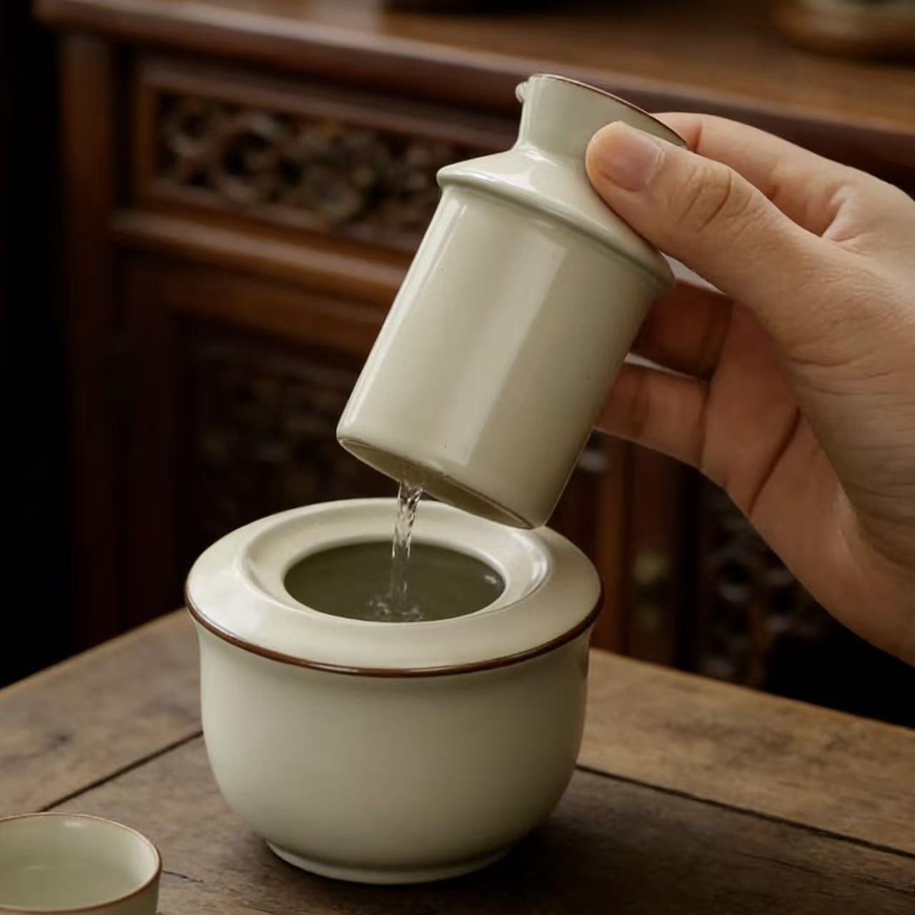 Wine Warmer, Chinese Wine Kettle, Ru Kiln Three-Piece Set, Yellow Wine Wine Cooker, White Wine, Sake Wine Set, Business Gift