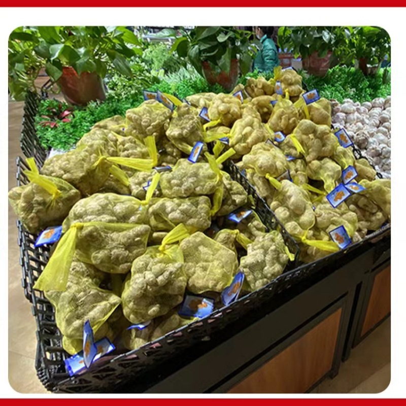 Garlic Packaging Bag, Ginger Mesh Bag, Garlic Mesh Bag with Trademark, Mesh Bag for Garlic Cloves, Yellow Ginger Mesh Bag with Dense Eyes