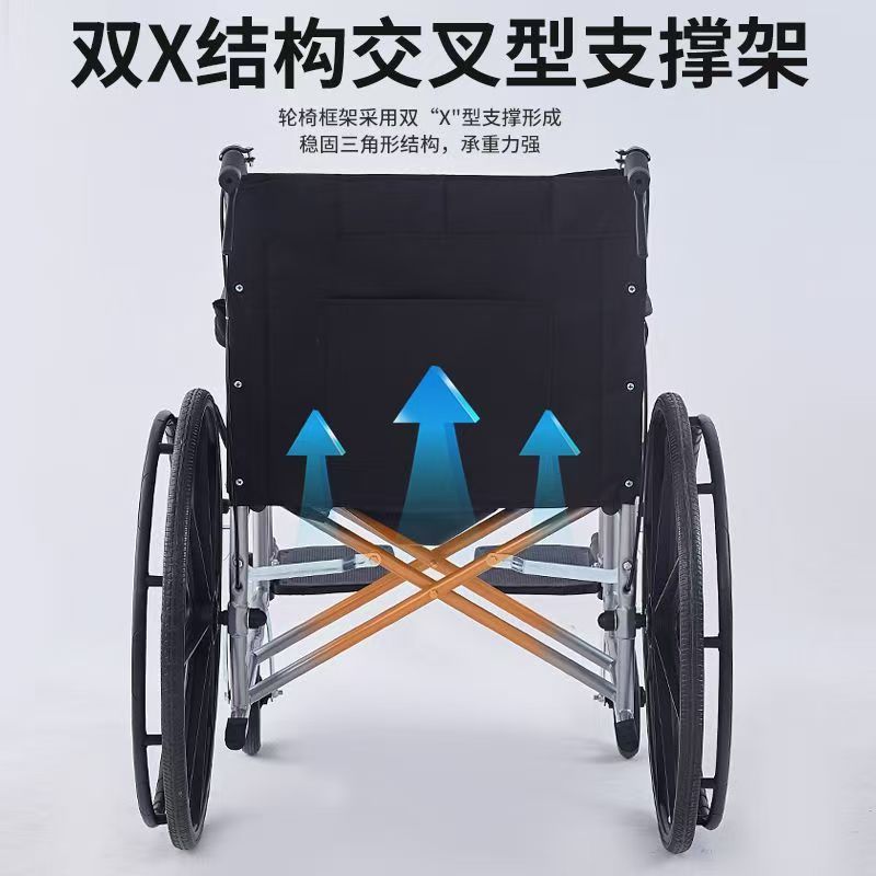 Soft Seat Wheelchair Household Lightweight Portable Sneeper Trolley for the Elderly Foldable Storage Manual Wheelchair
