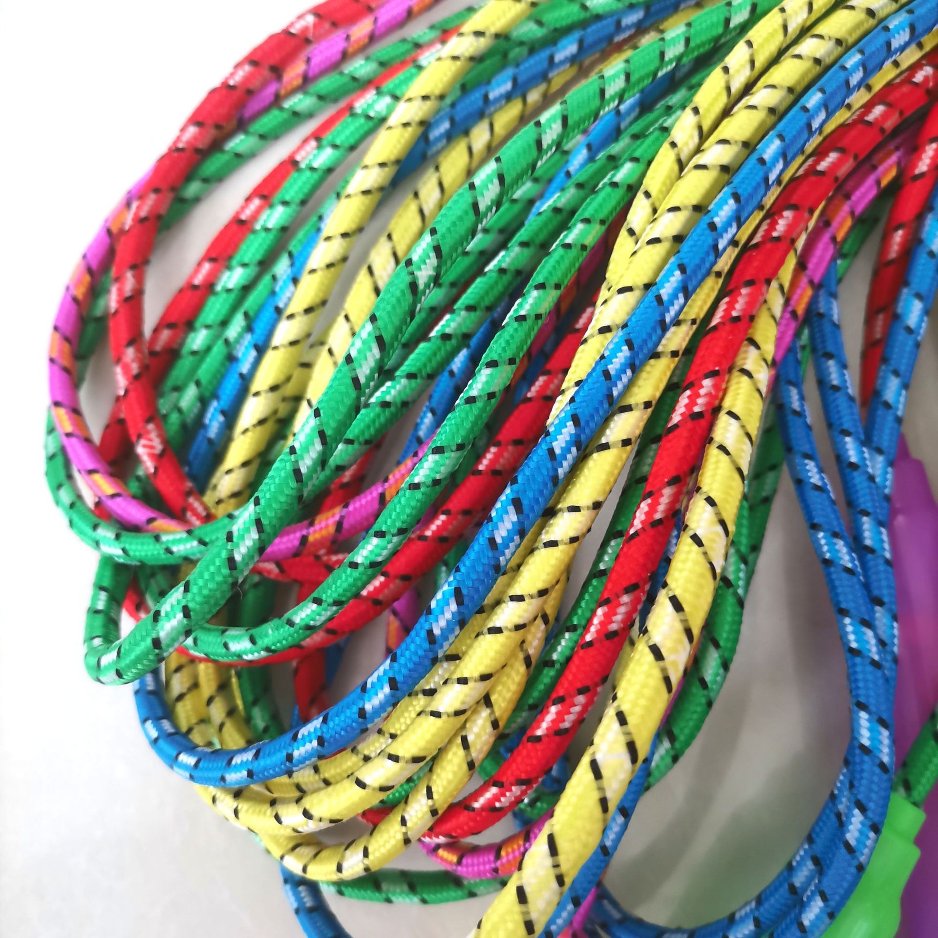 W76 Cross-Border Amazon Colorful Jump Rope for Elementary School Students 2.4m Cotton Rubber Jump Rope Children's Single-Person Competition Cotton Rope