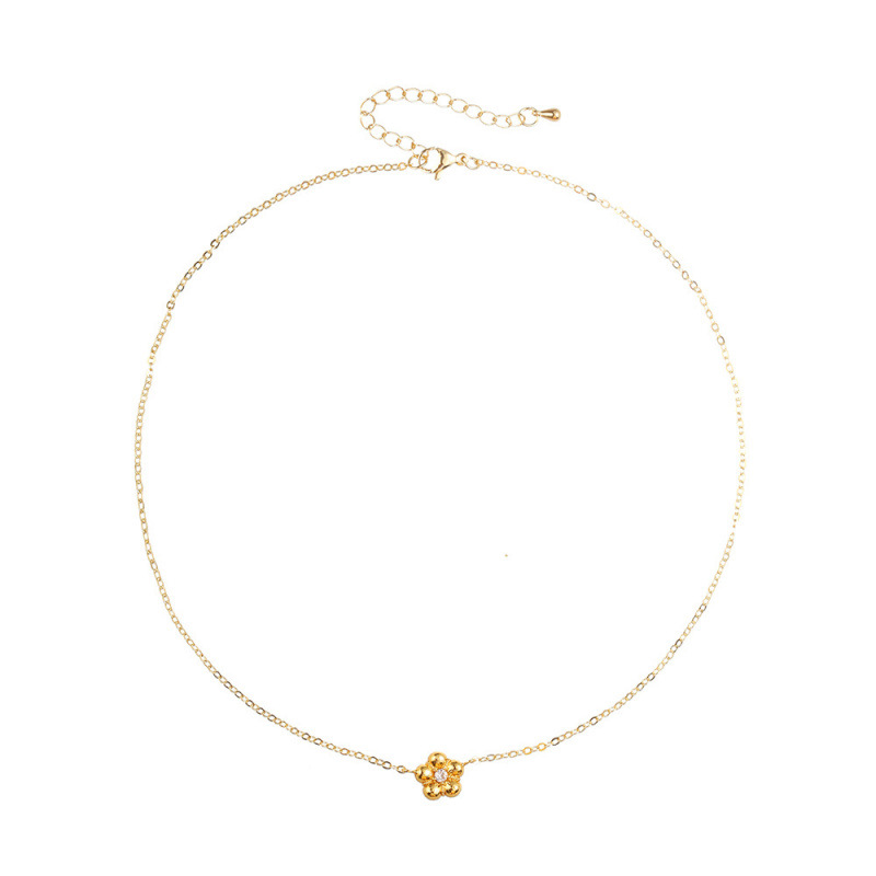 Korean Style Simple and Exquisite Niche Design Small Flower Necklace Bracelet Commuting Versatile Temperament Light Luxury High-End Necklace