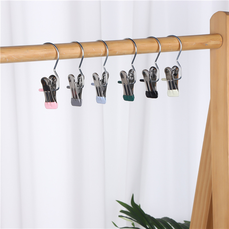 Three-character clip stainless steel clothes universal clip storage shorts clip fabric clip home socks drying clip hook wholesale