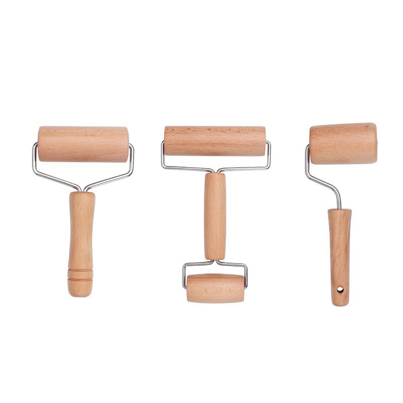 Wooden Handle Rolling Pin Double-Ended Household Solid Wood Roller Dumpling Skin Beech Wood Rolling Pin Roller Flour Stick Baking Tool