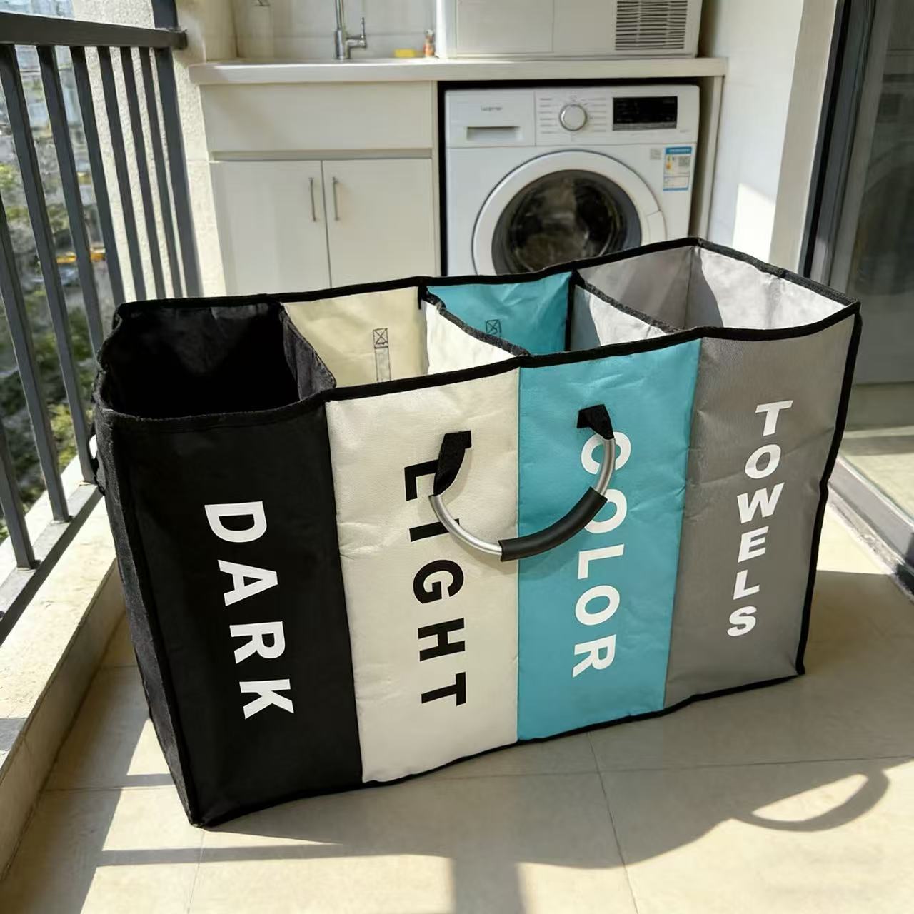 Корзина для белья, алюминиевая, четырехцветная, с четырьмя отделениями, портативная, складная, многофункциональная