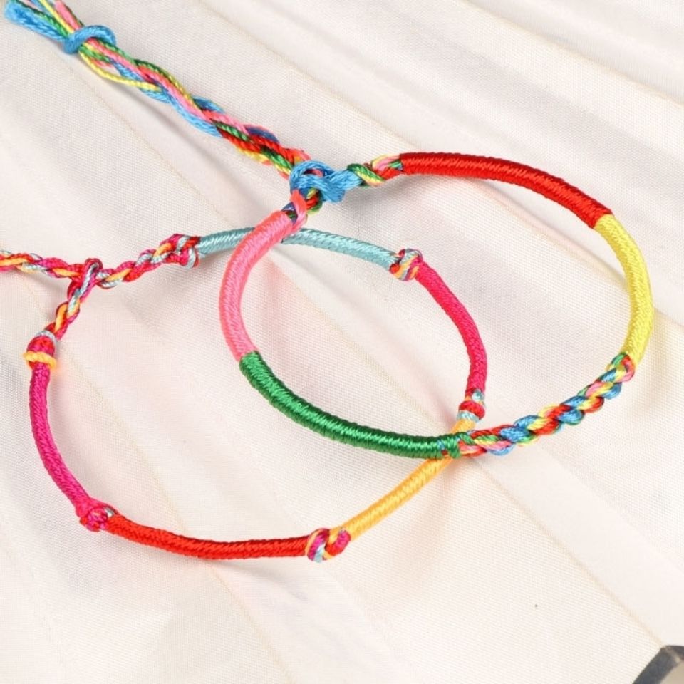 Dragon Boat Festival colorful leather rope bracelet anklet five-color wire diamond knot hand woven hand rope baby red rope