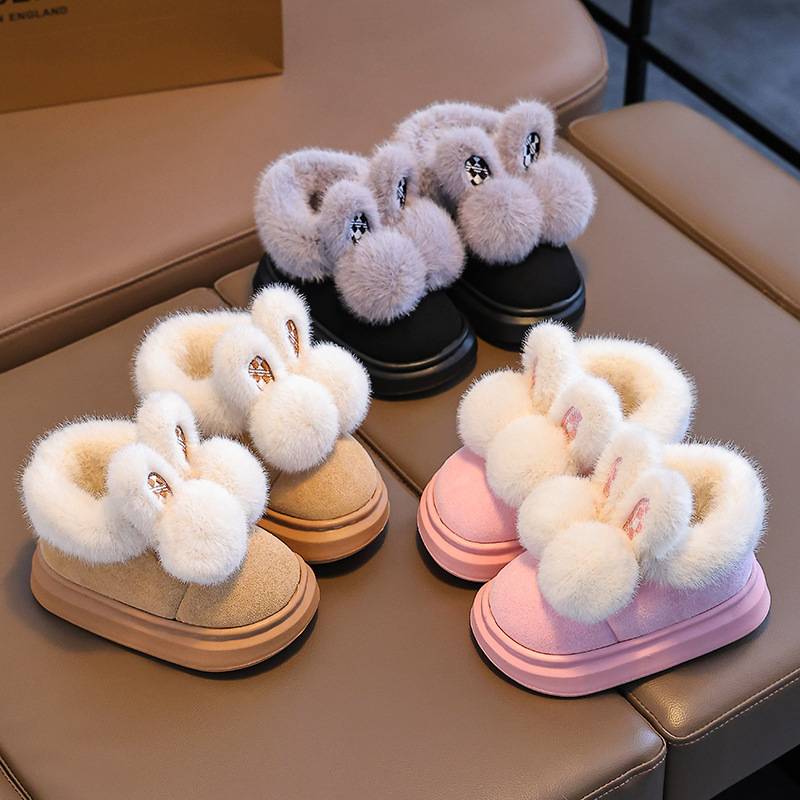 2024 New Children's Cotton Shoes Autumn and Winter Feeling Dung Indoor and Outdoor Thickened Warm Mid-Big Children's Baby Cotton Slippers