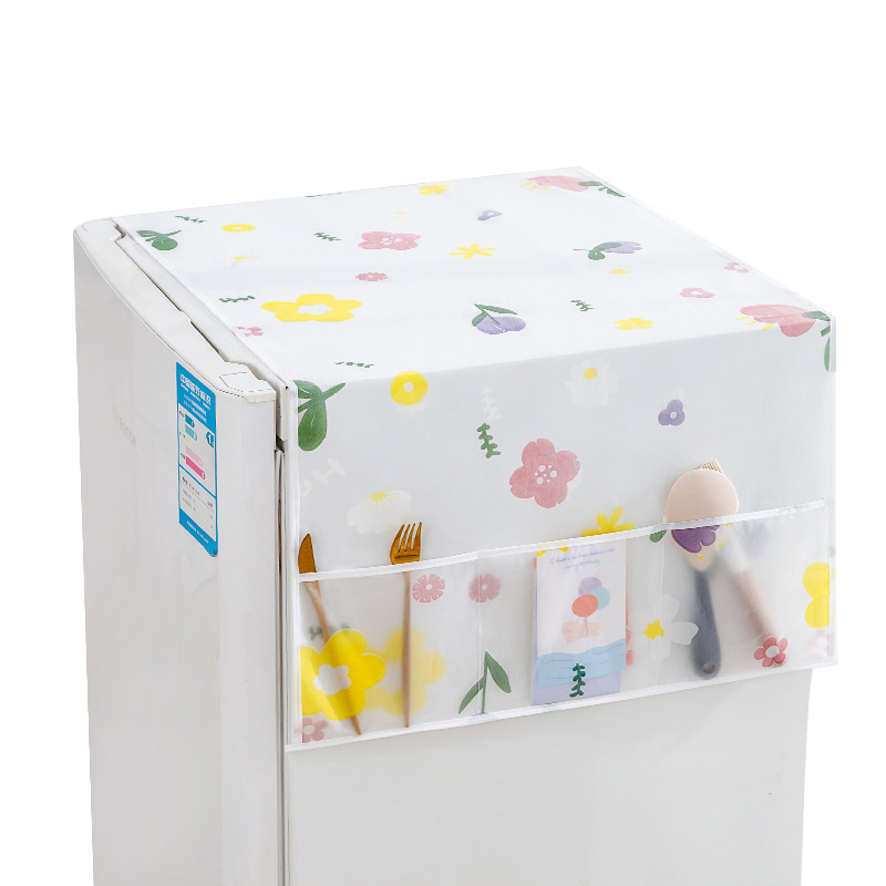 PEVA Thickened Refrigerator Dust Cover Waterproof and Oil-proof Double Door Cover Cloth Refrigerator Cover Storage Hanging Bag Refrigerator Cover Towel