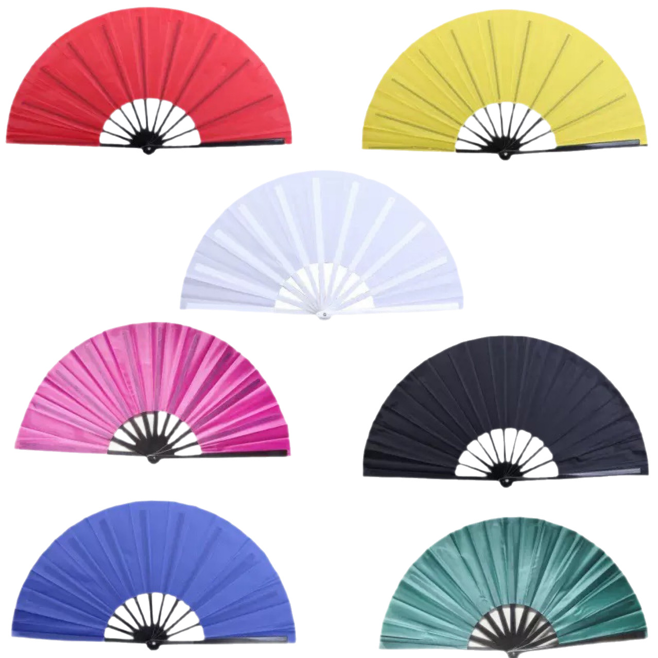 33.33cm Color Face Kung Fu Fan Black Bone Plastic Tai Chi Fan US Dollar Fan Fluorescent Fan Cross-border Color Cloth Fan Amazon Explosions