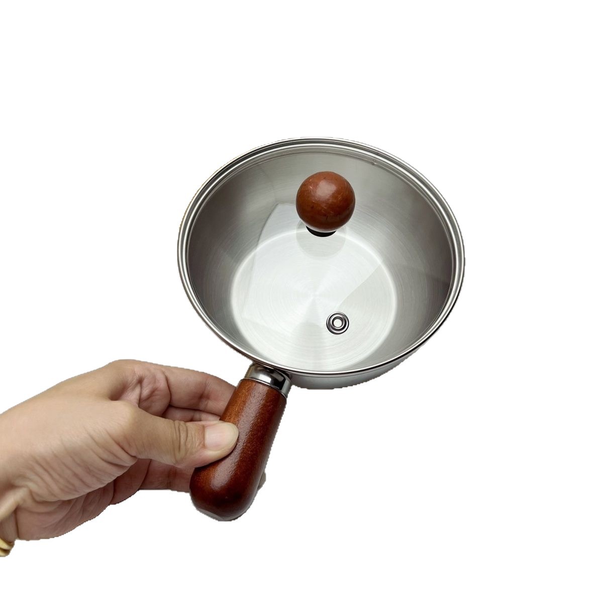 Thickened Stainless Steel Small Pot Multifunctional Cooking Sauce Cooking Bowl Anti-Scalding Wooden Handle Small Bowl Milk Food Supplement Small Pot