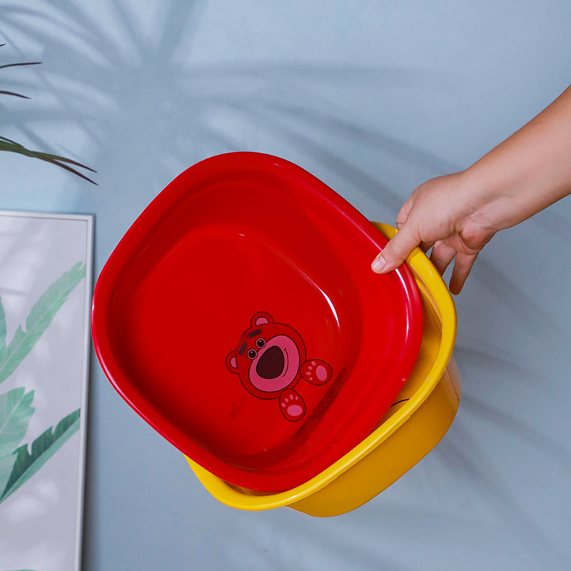 Little Yellow Duck Plastic Square Basin Household Thickeneded Cartoon Basin Baby Kidsren's Face Wash Basin Advertising Printed Square Basin