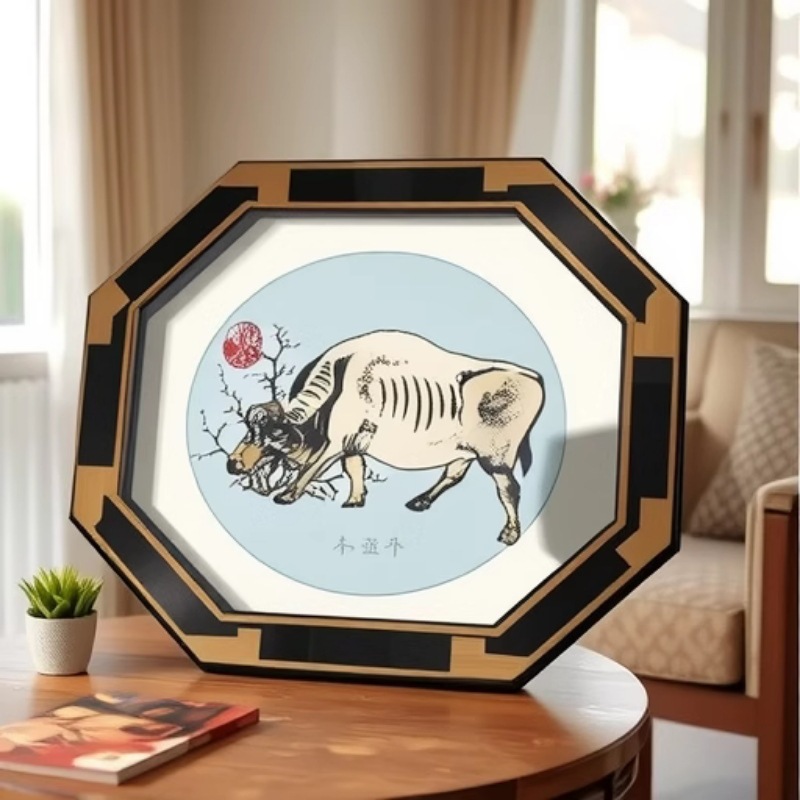 Произведено Baoji Shenuo, новая китайская стильная картина с коровой, титановая печать для офисного декора, настенное панно для коридора