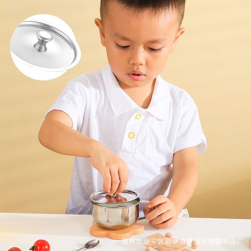 304 Stainless Steel Mouth Cup Water Cup Kindergarten Kidsren's Milk Cup 200ml Wide Mouth Short Cup with Lid Small Cute