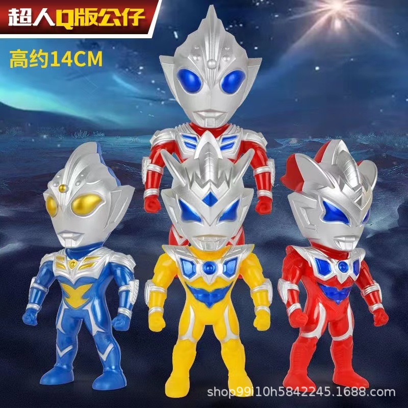 Q Version Cartoon Doll Galaxy Superman Doll Digasero Model Sound and Light Touch Kidsren's Boy Toy Ornaments