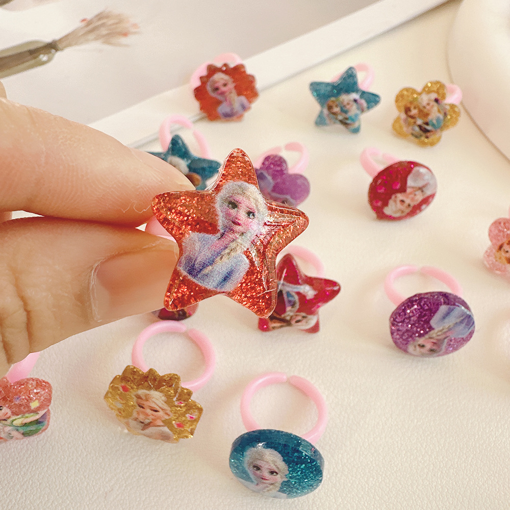 Cartoon children's resin ring cute princess girl baby ring kindergarten prize gift jewelry mixed batch