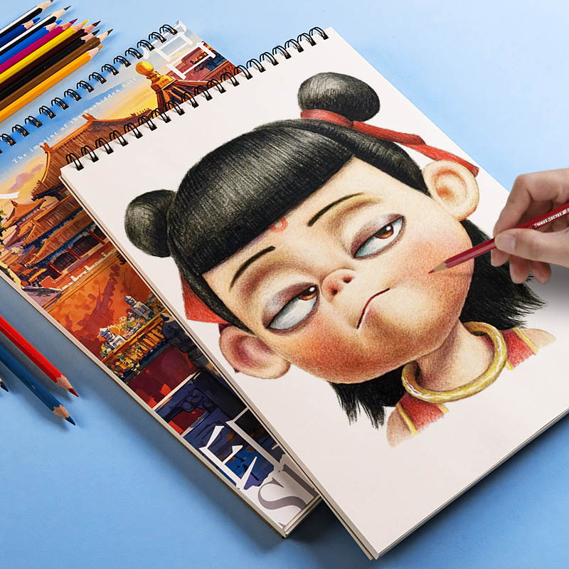 8K Sketchbook Thickeneded Student Art Student Sketchbook Chinese Style Forbidden City Graffiti Painting Book High-Value Hand-Painted
