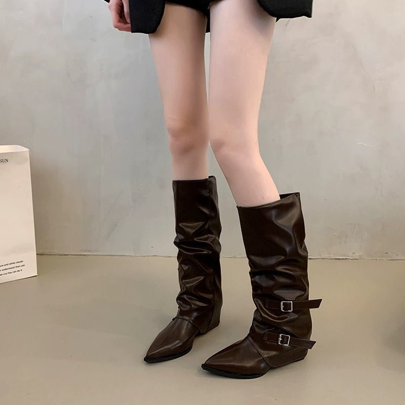 Thick-Heeled High-Heeled High Boots for Women 2025 New Spring and Autum Pointed Toe Boots Long Boots Trouser Boots Knight Boots