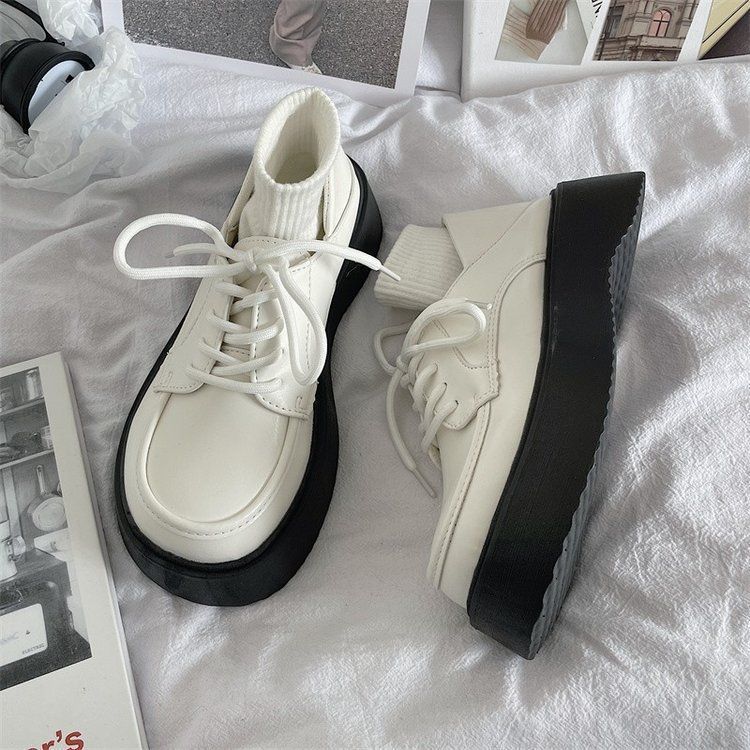 Rockabilly Retro British Style Women's Leather Shoes Spring and Autumn 2024 New Versatile Forest Style Thick-Soled Height-Increasing Flats