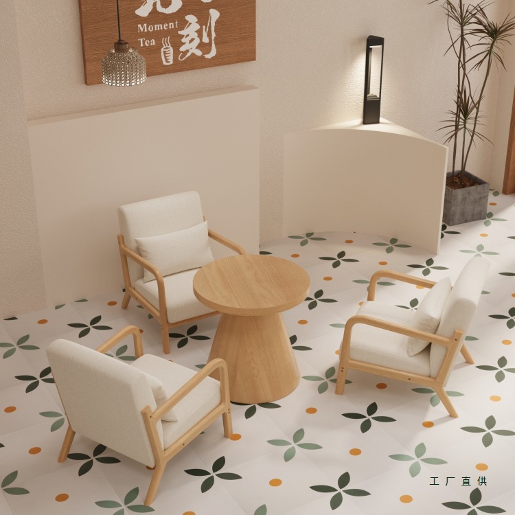 Cream Style Bar Cafe Sofa Chair Combination Milk Tea Shop Western Restaurant Reception Leisure Negotiation Area Sofa Booth