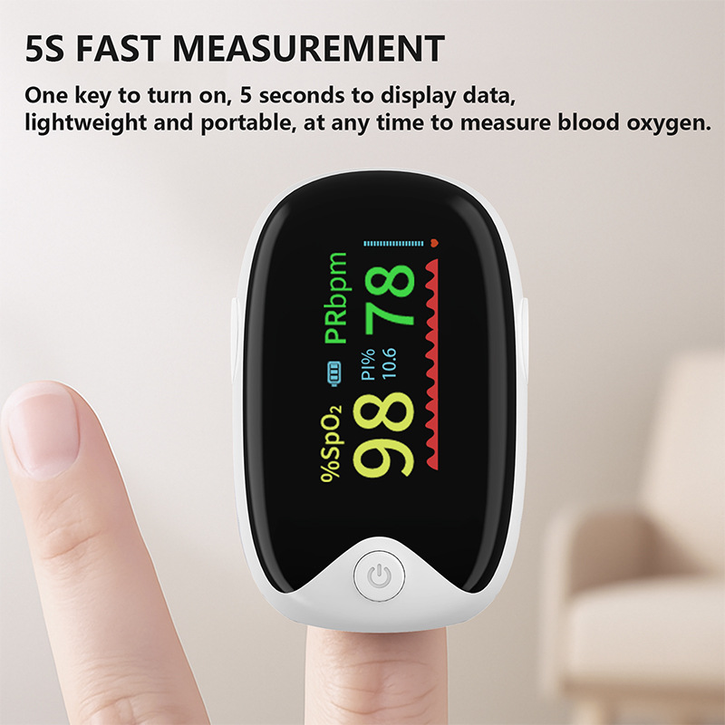 Cross-Border Factory Blood Oxygen Meter Finger Clip Type Tft Display Home Use Blood Oxygen Saturation Heart Rate Pulse Rate Monitoring Device