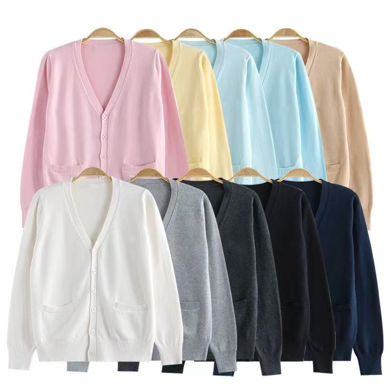 Джк униформа трикотажный кардиган оптом базовый жакет женский осенне-зимний стиль преппи трикотажный жакет с V-образным вырезом