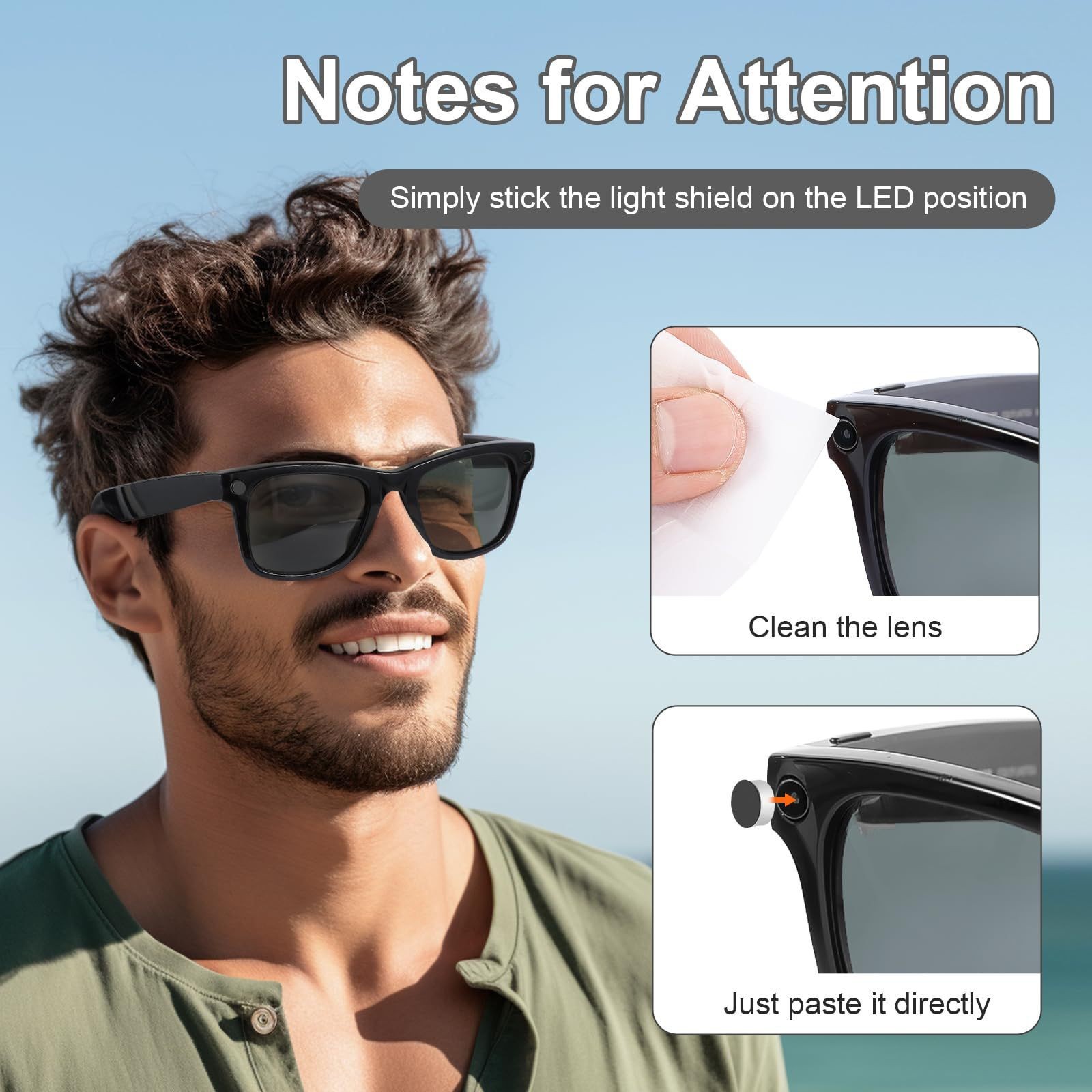 Suitable for Meta Ray-Ban Glasses Blackout Stickers, Smart Glasses Privacy Stickers, Acrylic Blackout Covers Do Not Affect Shooting