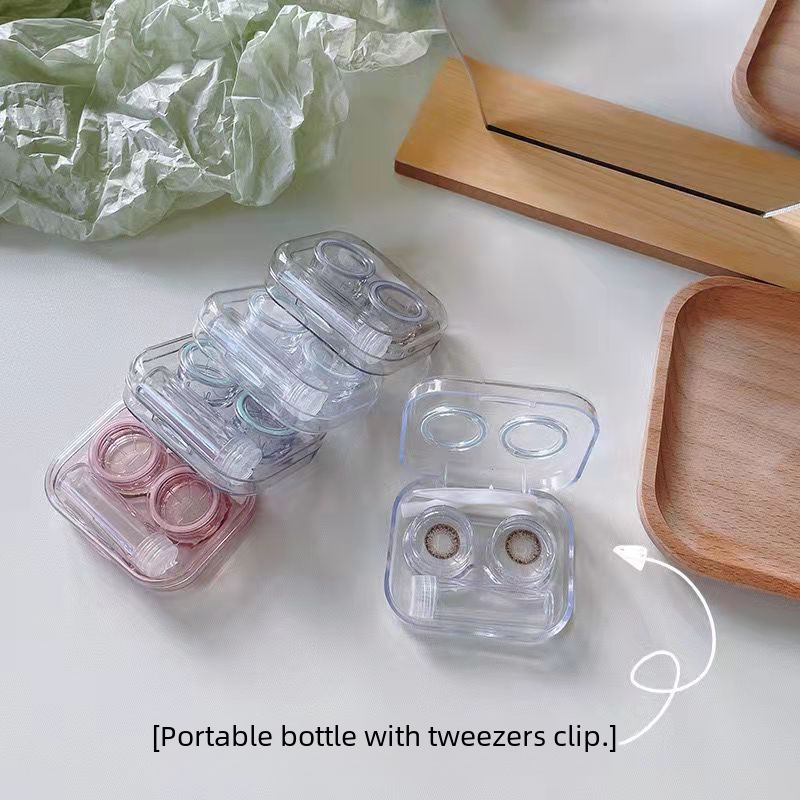 All-In-One Contact Lens Box, No Twist Cap, High-End, Transparent, Visible, Cold Style, Simple and Portable Contact Lens Box