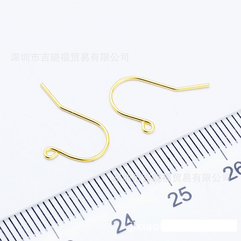 18K gold ear hook DIY ear hook solid ear hook hand hook Au750 jewelry earring accessories