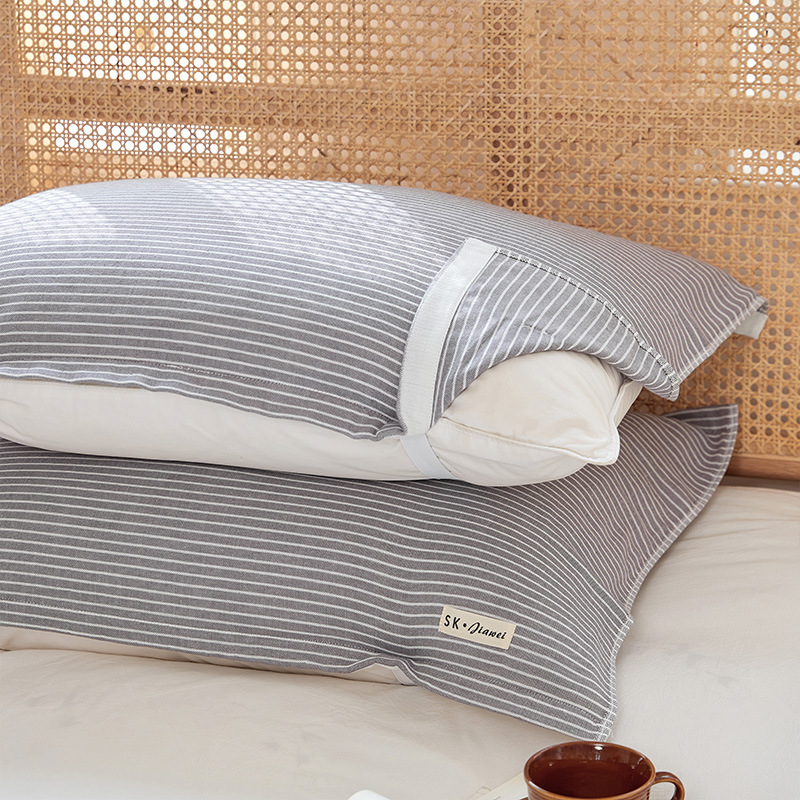 2025 New Pure Cotton Pillow Cover, a Pair of Pure Cotton Thickeneded Anti-Head Oil and Sweat-Absorbent Pillowcases with Straps to Fix Boys