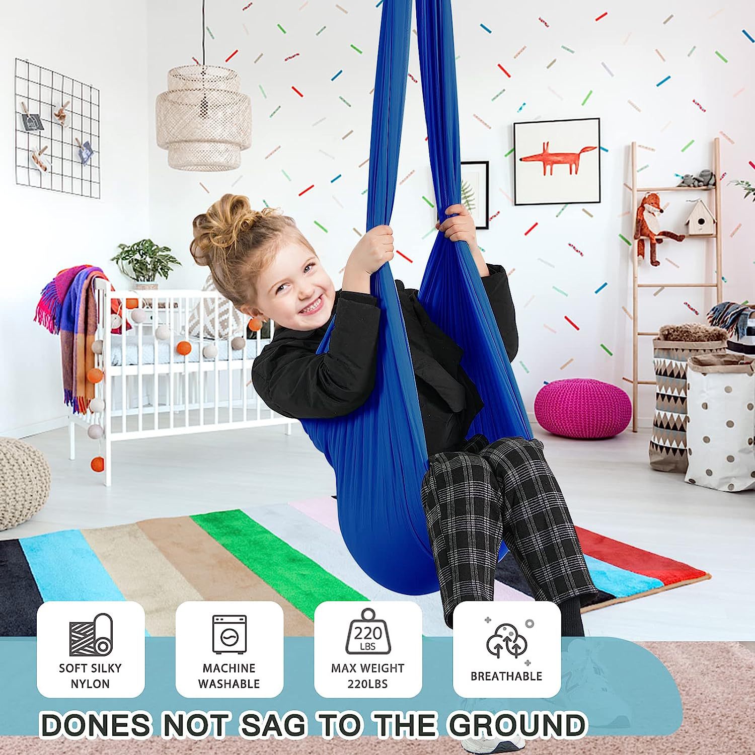 Cross-border Amazon indoor children's elastic sensory hammock outdoor swing hanging chair courtyard hanging basket with accessories