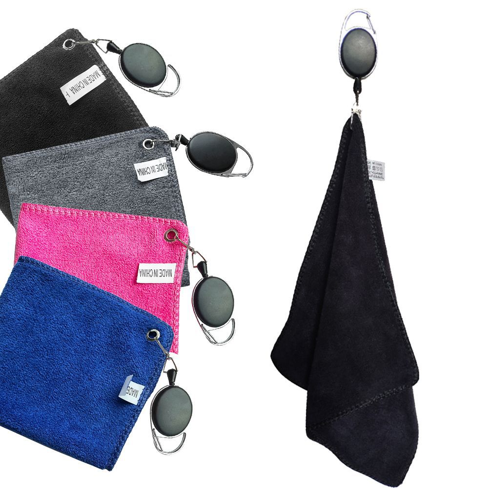 Customized Golf Ball Wiping Towel Microfiber Sports Supplies Wiping Bar Cloth Retractable Hook Outdoor Wiping Ball Towel