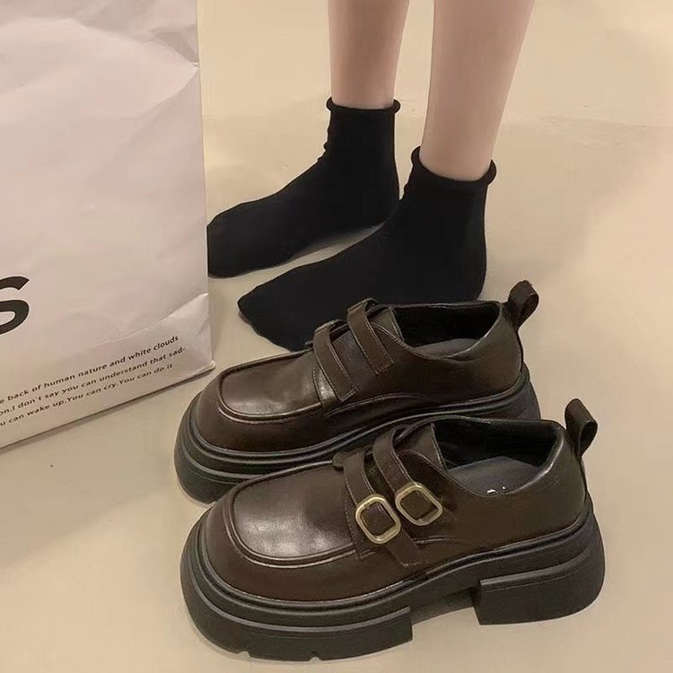 Лоферы с толстой подошвой в британском стиле для женщин 2024 осень и зима новые платформенные лоферы универсальные рабочие туфли