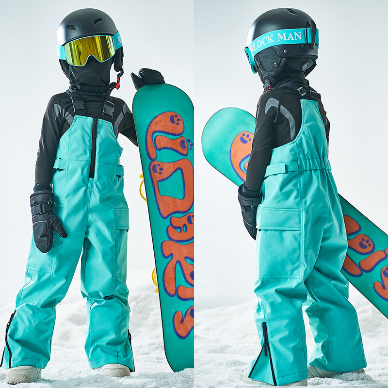 Children's Professional Ski Overalls for Boys and Girls Outdoor Waterproof and Windproof Quilted Ski Pants Family Wear