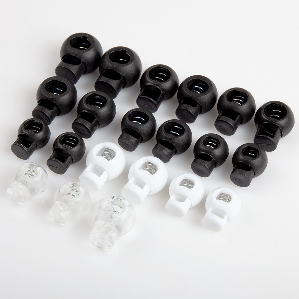 Spot Ball Bead Spherical Plastic Spring Buckle Black and White Transparent Color Hanging Bell Rope Buckle Elastic Buckle Drawstring Elastic White Tail Stop