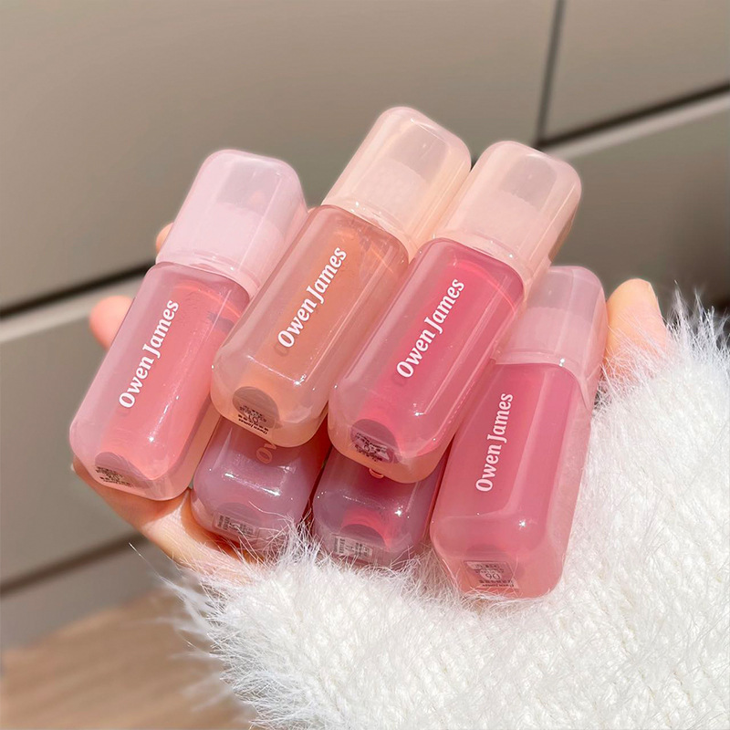Owenjames Large Ice Bucket Mirror Lip Glaze Long-Lasting Hydrating Pouty Lip Gloss Boiled Water Showing Tender Lip Glaze Student Party