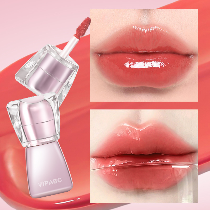 Vipabc Water-Glossy Mirror Pouty Lips, Moisturizing, Delicate, Clear and Whitening Water-Glossy Lip Glaze for Natural Students Without Makeup