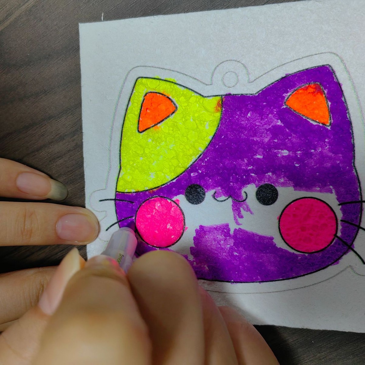 Foaming texture painting children's educational toys handmade DIY three-dimensional pinch music wood pulp cotton creative mark watercolor painting