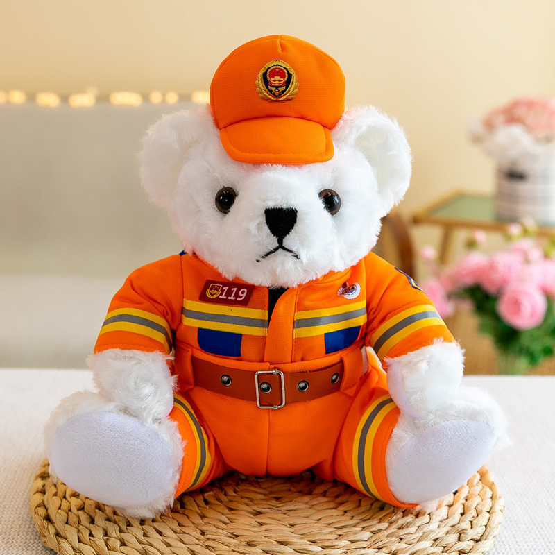 Police Bear Fire Bear Doll Teddy Bear Nurse Stuffed Doll Gift for Friends Printed Logo
