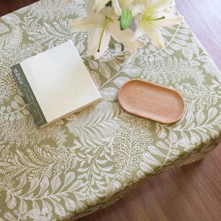 Spring stay here bamboo linen printed cloth tablecloth curtain Net red product 2022 new cotton linen fabric rural country