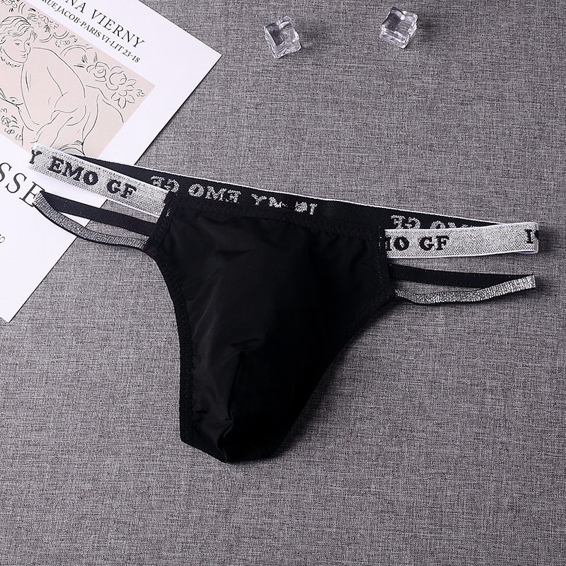 Men's thong sexy hot low waist hip double thong men's U convex sexy underwear transparent hip G33