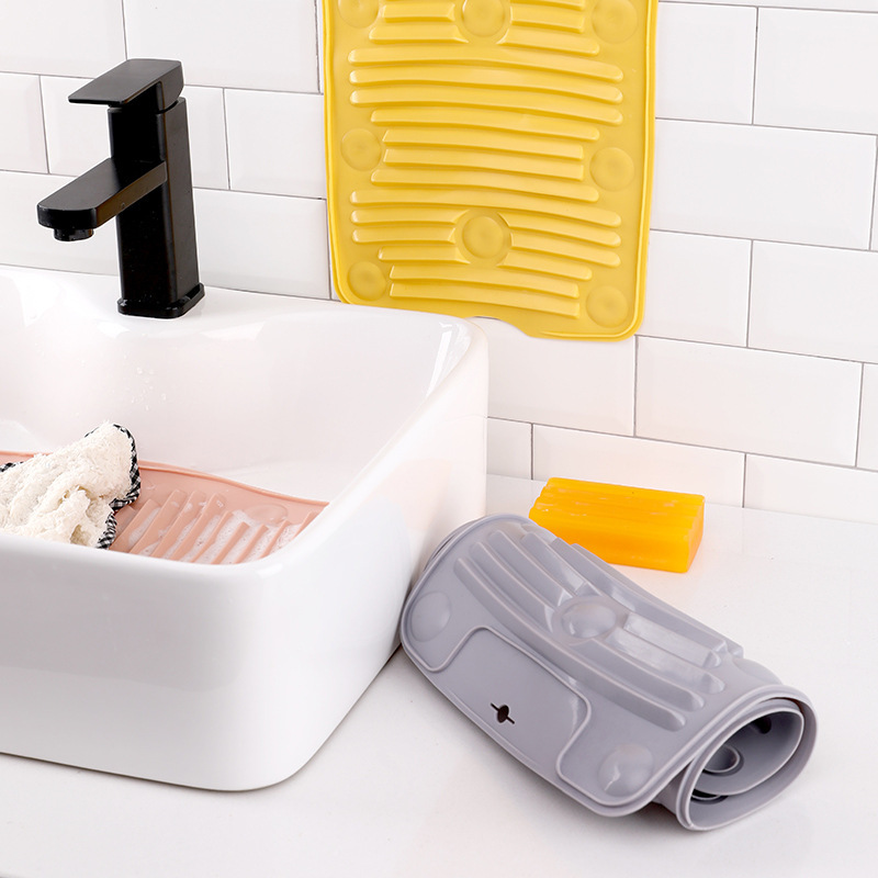 New Household Foldable Silicone Washboard Bathroom Soft Multi-function Suction Type Non-slip Washboard