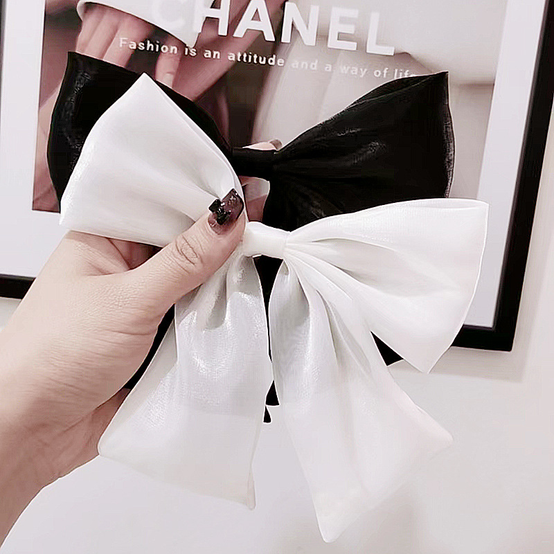 Solid Color Collar Flower Sheer Bow Tie Shirt Accessory Elegant Bow Goddess Style Decoration Couple Style Large Bow